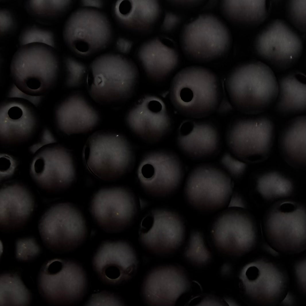 50 stuks acryl kralen mat zwart - 8mm