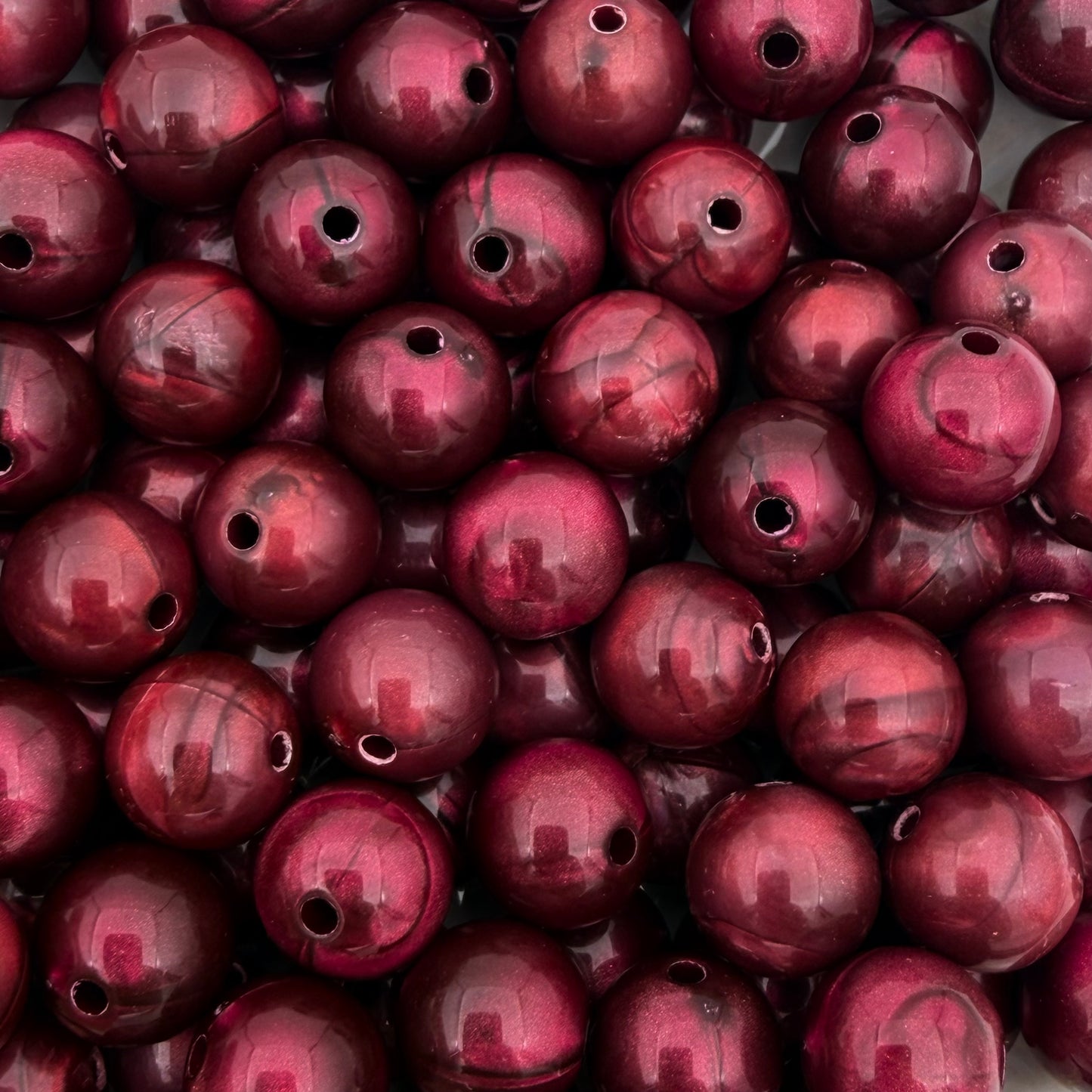 (per stuk) Grote ronde cat eye acryl kralen fuchsia roze - 12mm