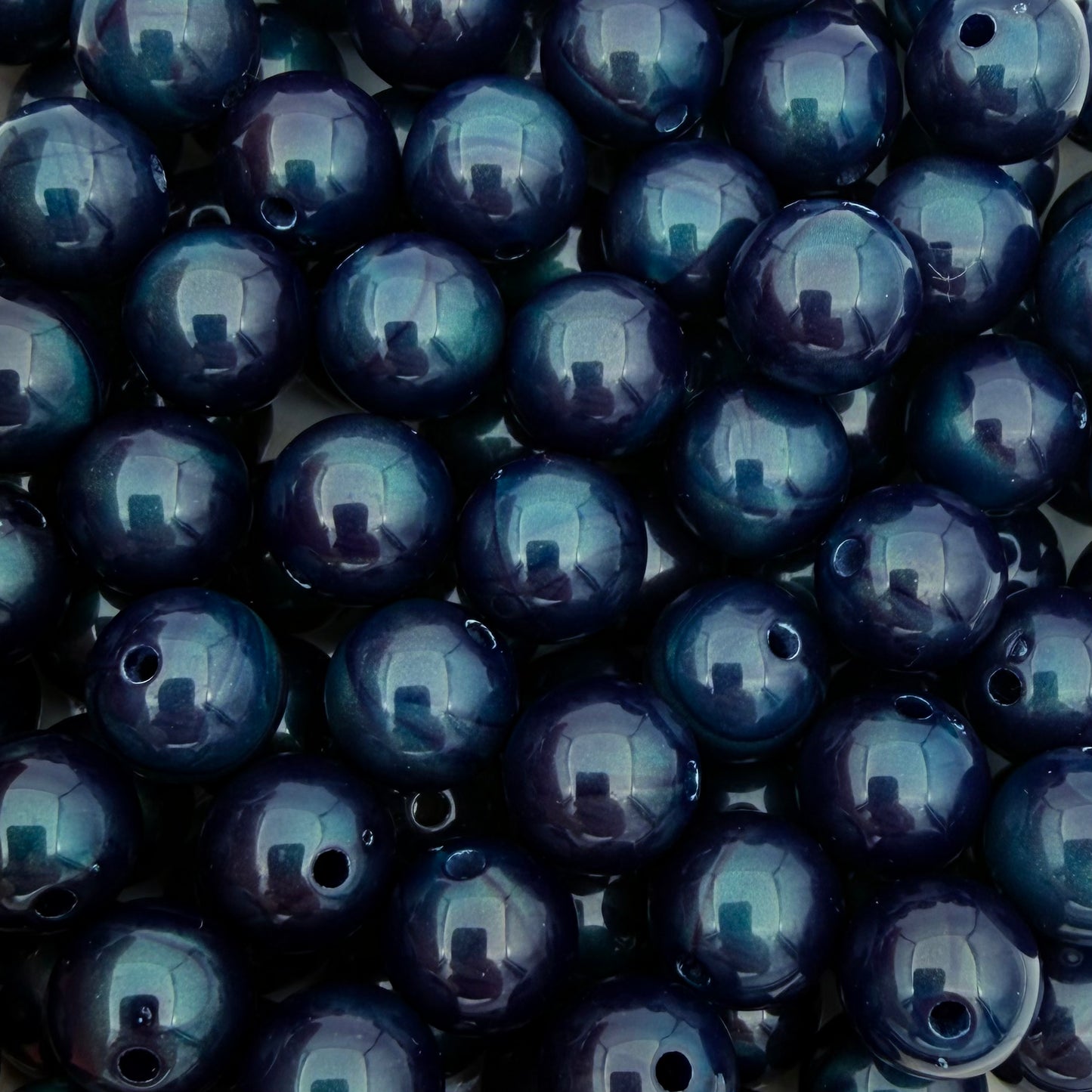 (per stuk) Grote ronde cat eye acryl kralen donkerblauw - 12mm