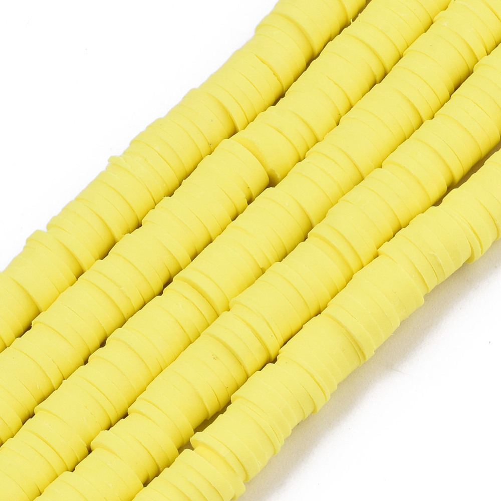 40cm Streng Katsuki polymeer kralen geel - 6mm