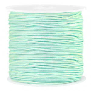 Rol licht cyaan macramé draad 0,8mm voor sieraden maken, soepel polyester, perfect voor knooptechnieken en combineren met kralen.