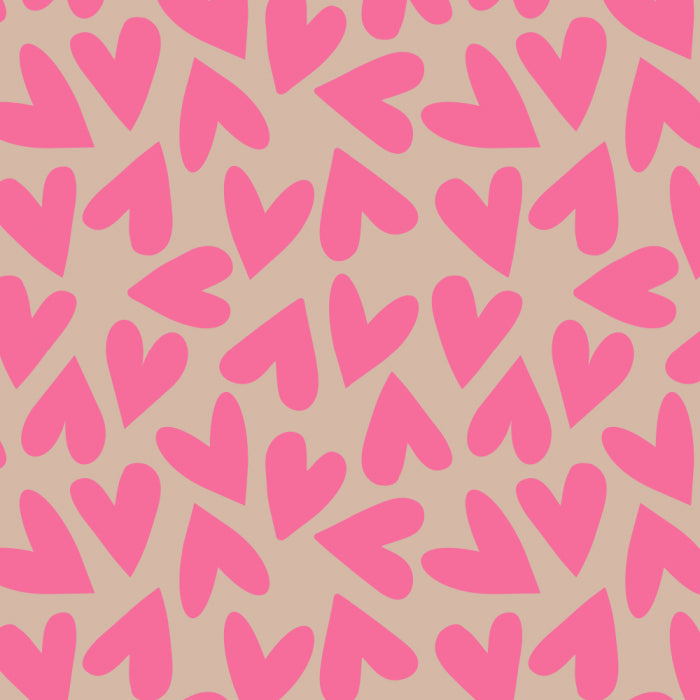 (per meter) Vloeipapier Big Hearts Flamingo/Beige - 30x100cm