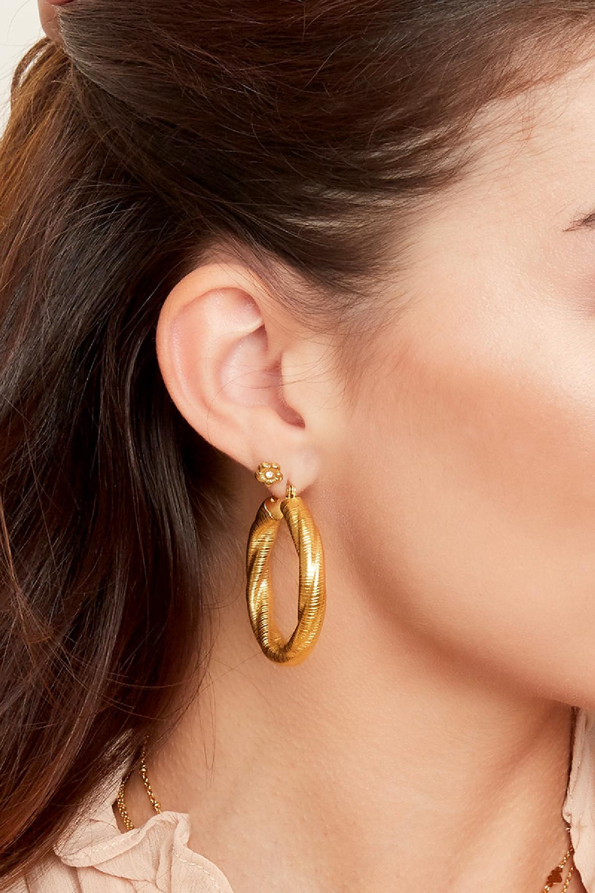 Oorbellen groot met chunky twist - goud RVS