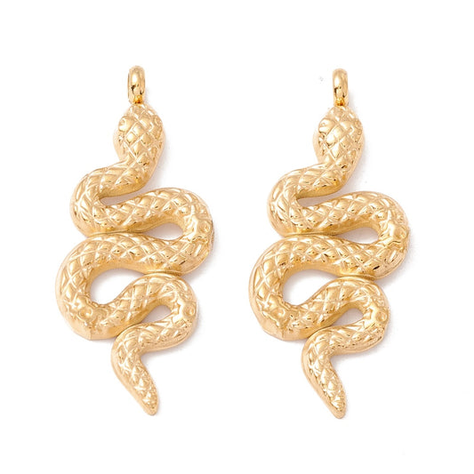 (per stuk) Roestvrij stalen (RVS) bedel slang goud - 35x14mm