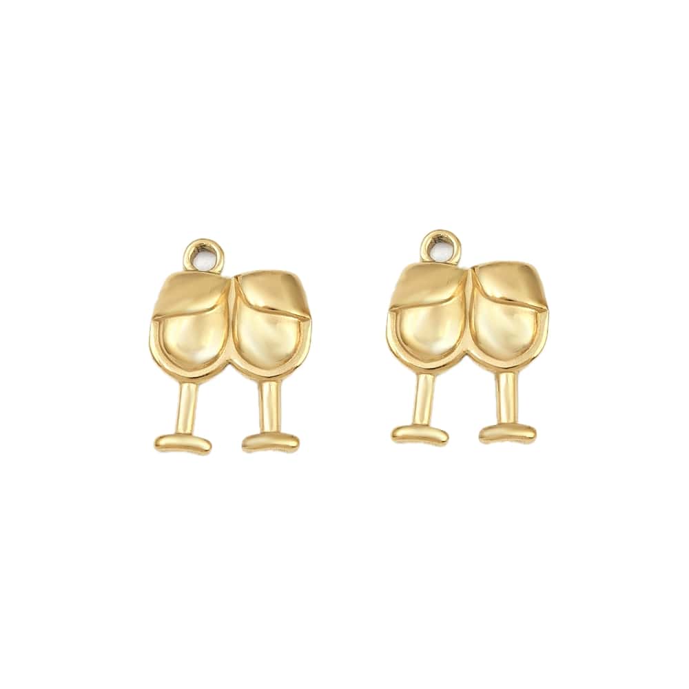 (per stuk) Roestvrij stalen (RVS) bedel wijn glazen goud - 17x12,5mm