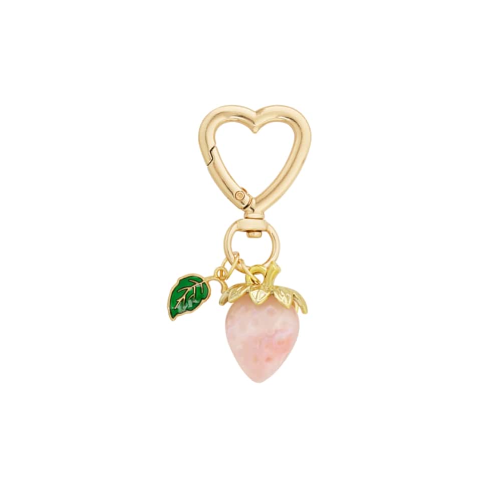 (per stuk) Bag charm aardbei roze - 7,8x3cm