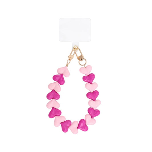 (per stuk) Telefoonkoord dubbele hartjes roze