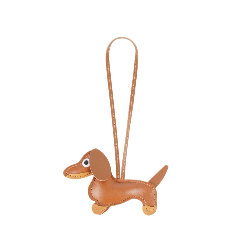 (per stuk) Bag charm hond bruin - 8x13cm