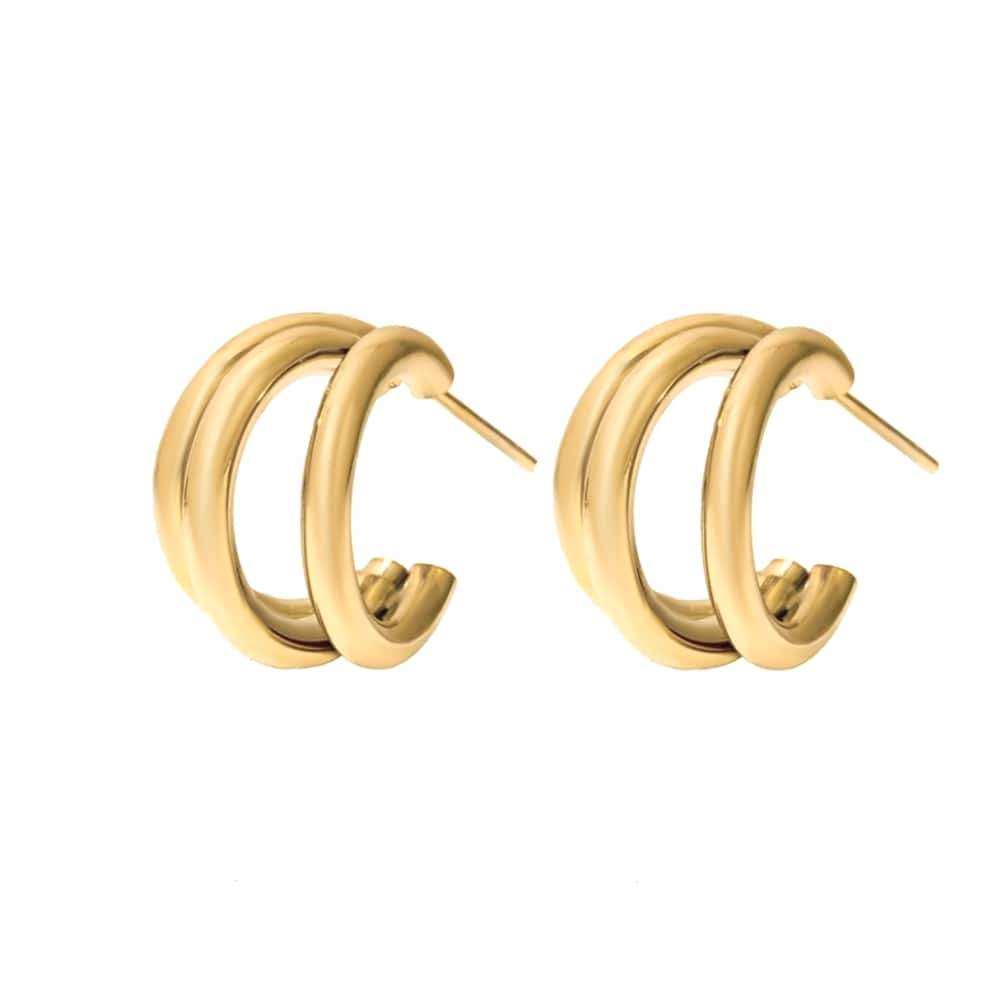 Dubble round oorbel goud