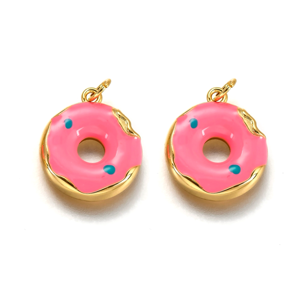 (per stuk) Donut bedel roze goud - 15x13mm