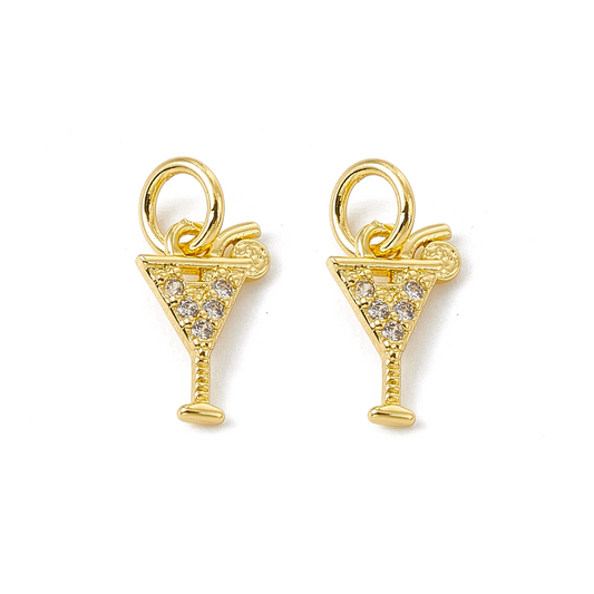 (per stuk) Cocktail bedel Zirkonia goud - 10,5x7mm