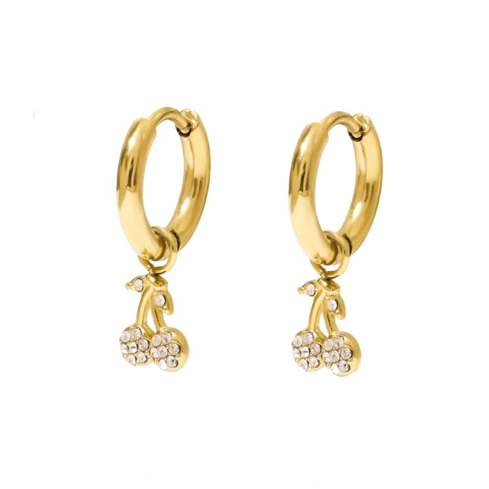 Cherry sparkle oorbel goud