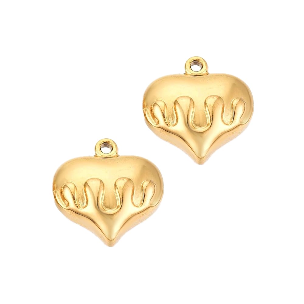 (per stuk) Roestvrij stalen (RVS) bedel hart goud - 21x20mm