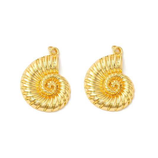 (per stuk) Schelp bedel goud - 33,5x25mm