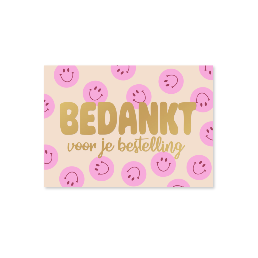 10 stuks Bedanktkaartjes met tekst "Bedankt voor je bestelling" en smileys - 105x74 mm