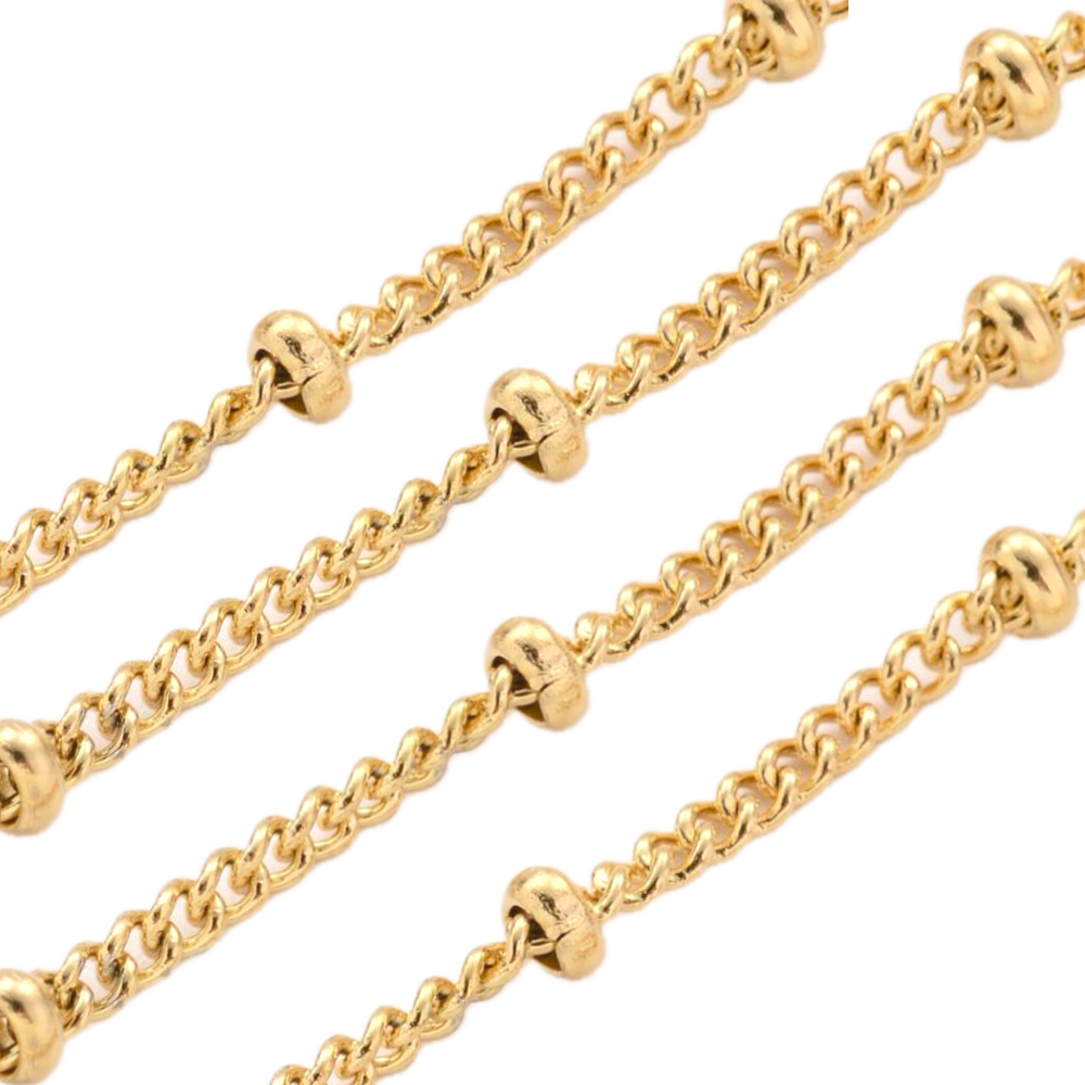 (per 20cm) Roestvrij stalen (RVS) Jasseron gourmet schakelketting goud - 2x1mm