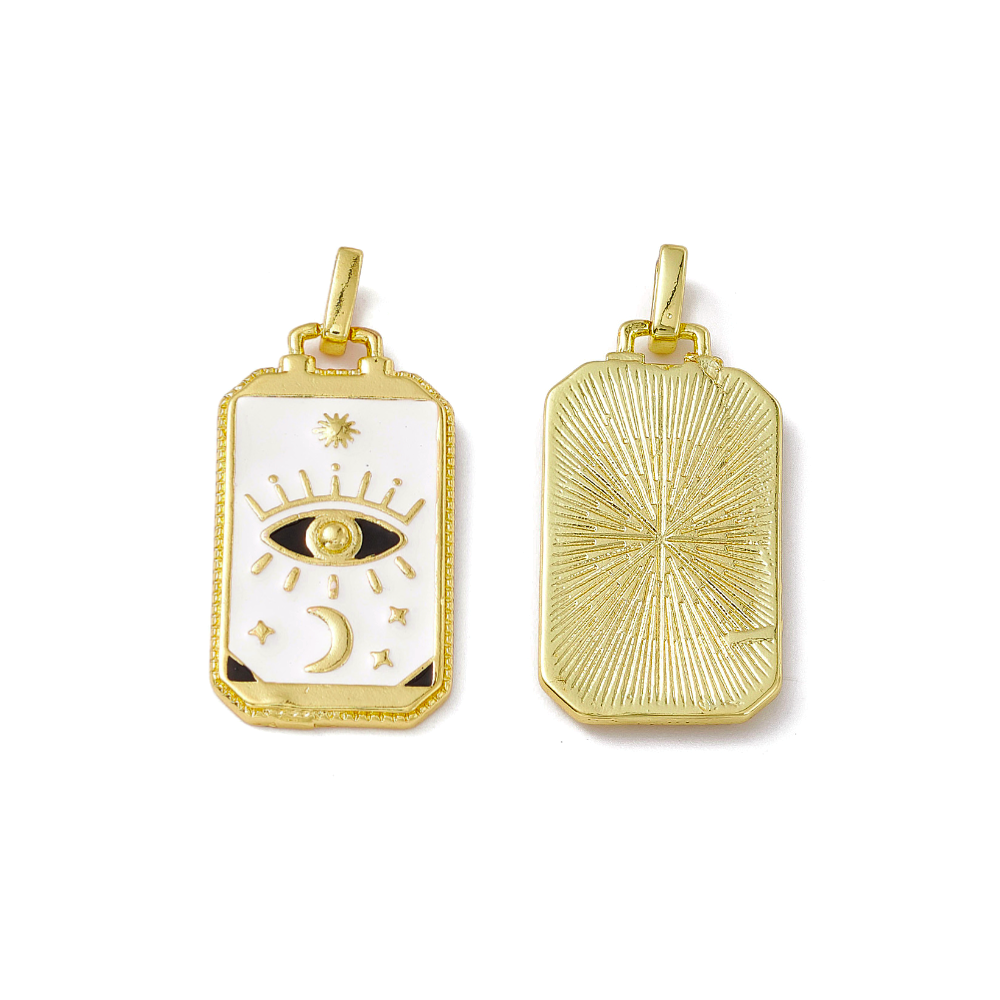 (per stuk) Tarotkaart bedel met oog wit - 26x14mm