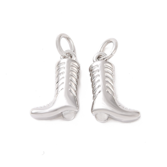 (per stuk) Cowboy laars bedel zilver - 13x9mm