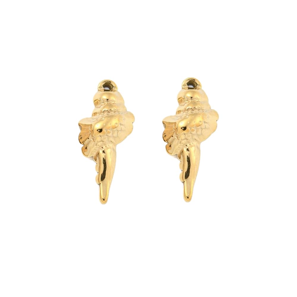 (per stuk) Roestvrij stalen (RVS) bedel schelp goud - 17x7mm