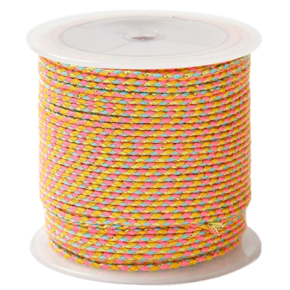 (per meter) Surfkoord geel roze blauw - 2mm