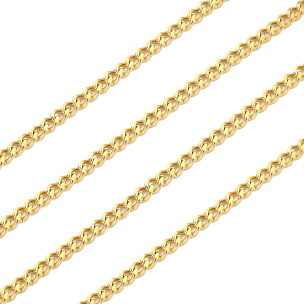 (per 20cm) Roestvrij stalen (RVS) Jasseron gourmet schakelketting goud - 2x1,5mm