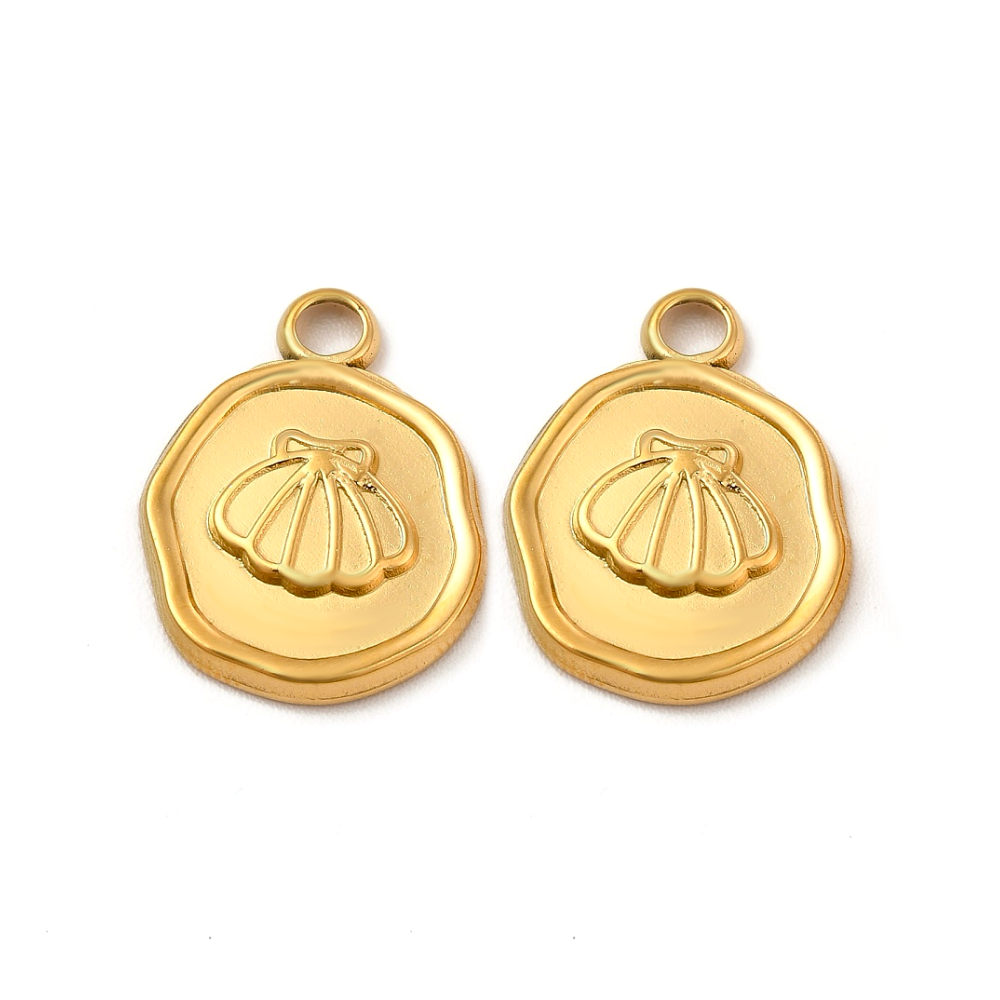 (per stuk) Roestvrij stalen (RVS) schelp stempel bedel goud - 16,5x13mm