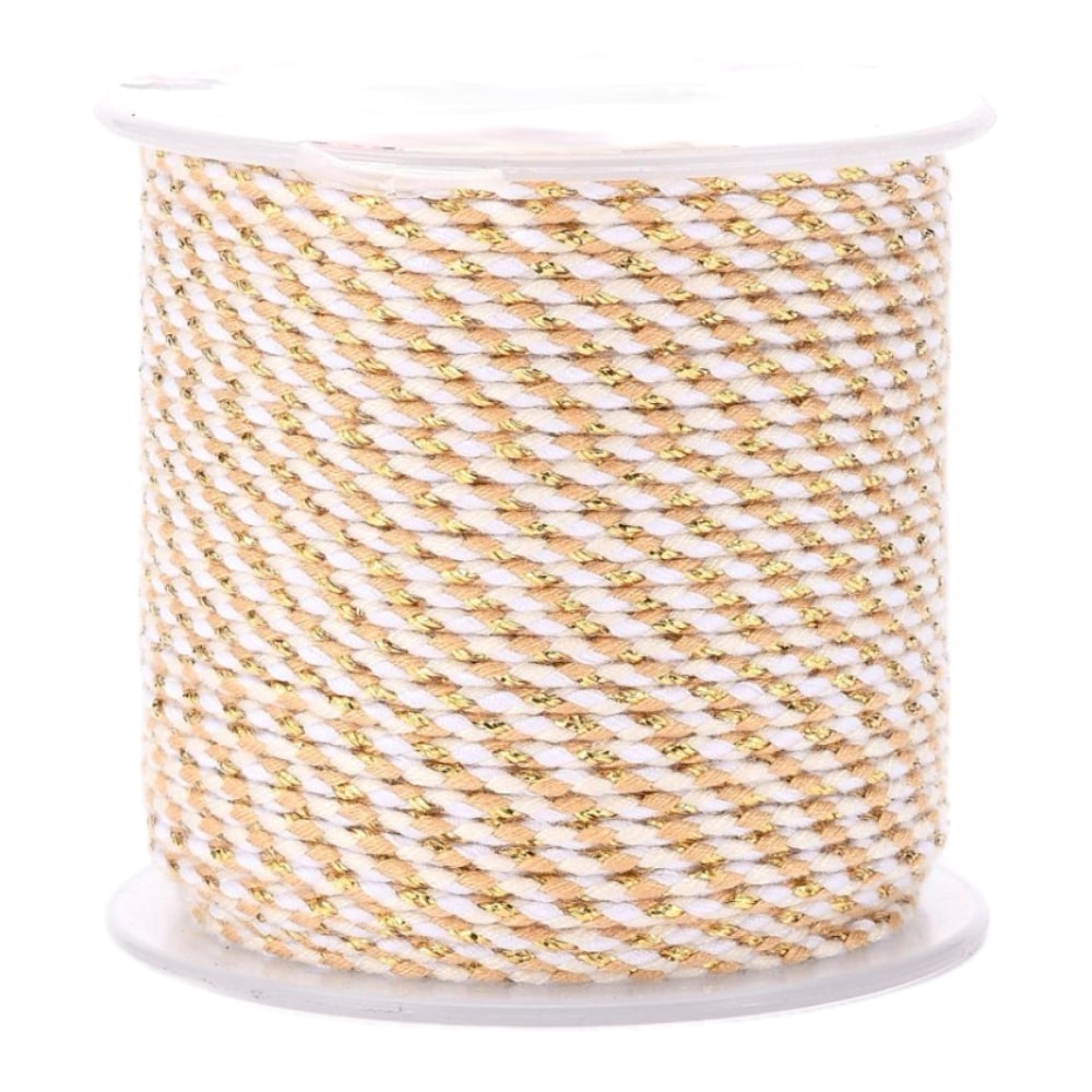 (per meter) Surfkoord wit beige goud - 2mm