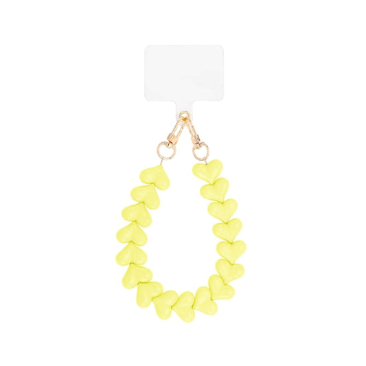 (per stuk) Telefoonkoord hartjes geel