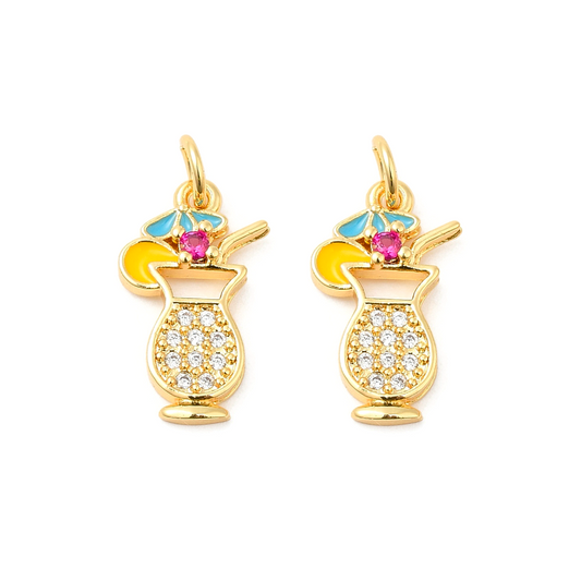 (per stuk) Cocktail bedel Zirkonia goud - 17,5x10mm