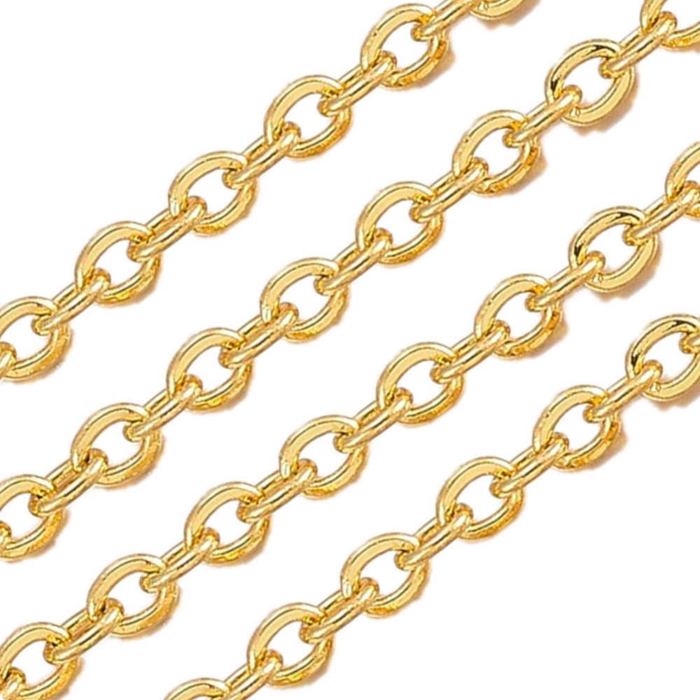 (per 20cm) Roestvrij stalen (RVS) Jasseron anker schakelketting goud - 2x1,5mm