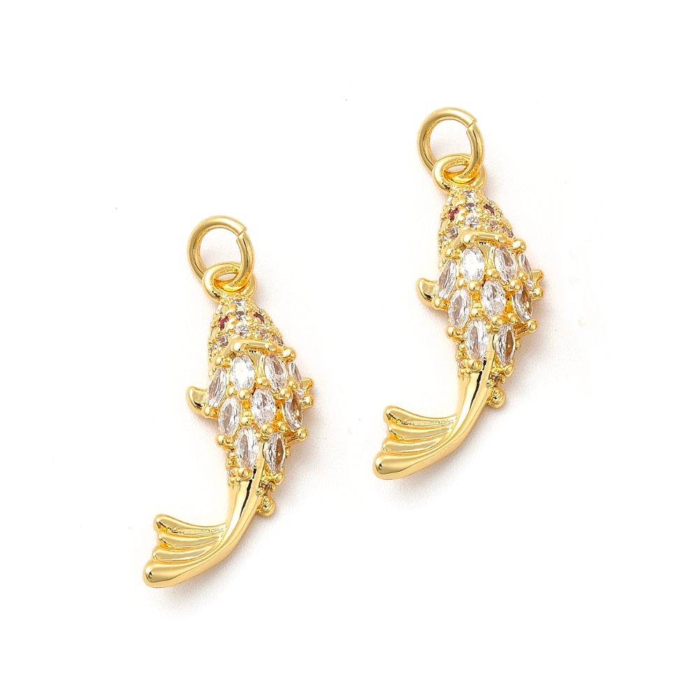 (per stuk) Vis bedel Zirkonia goud - 23x8mm