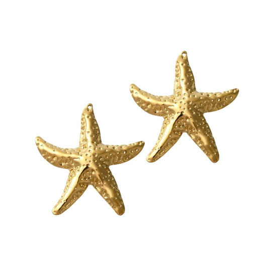 (per stuk) Roestvrij stalen (RVS) bedel zeester goud - 50x46,5mm