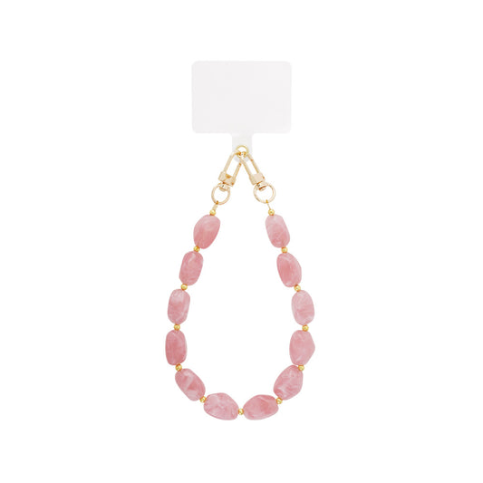 (per stuk) Telefoonkoord natuursteenlook ovaal roze