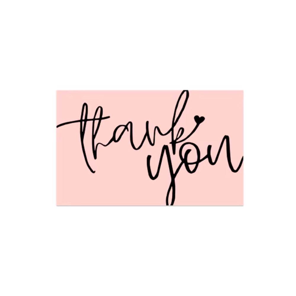 10 stuks Bedanktkaartjes met zwarte tekst "Thank you" roze - 90x55 mm