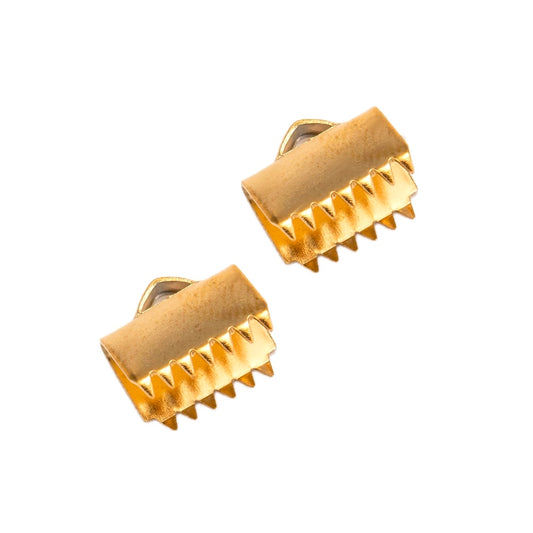 (per stuk) Roestvrij Stalen (RVS) Lintklem goud - 9.5x10.5mm