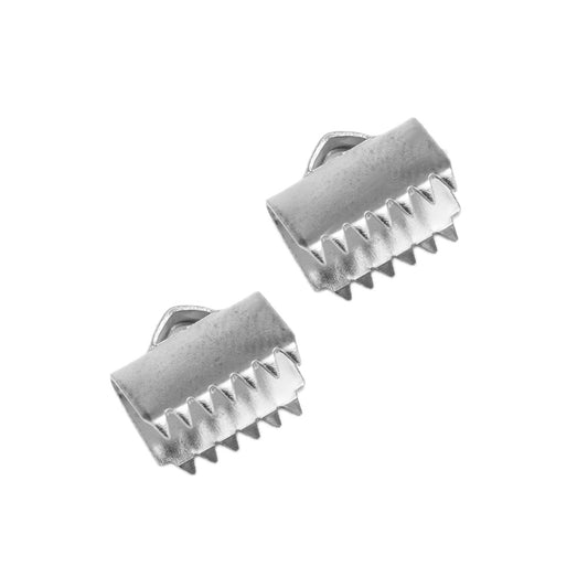 (per stuk) Roestvrij Stalen (RVS) Lintklem zilver - 10x11mm