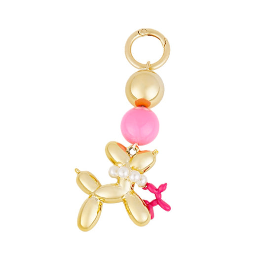 (per stuk) Bag charm ballon hond goud - 12cm