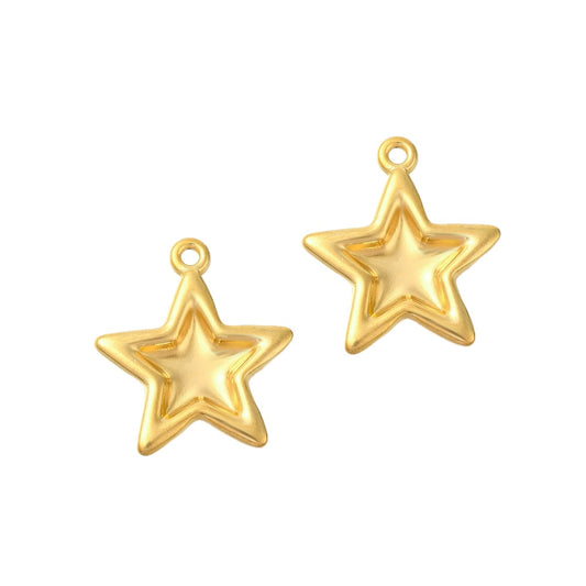 (per stuk) Roestvrij stalen (RVS) bedel ster goud - 28x25mm