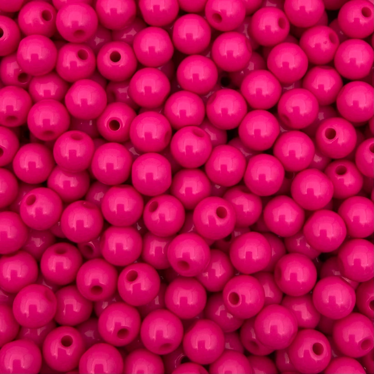 50 stuks acryl kralen shiny fuchsia roze - 6mm