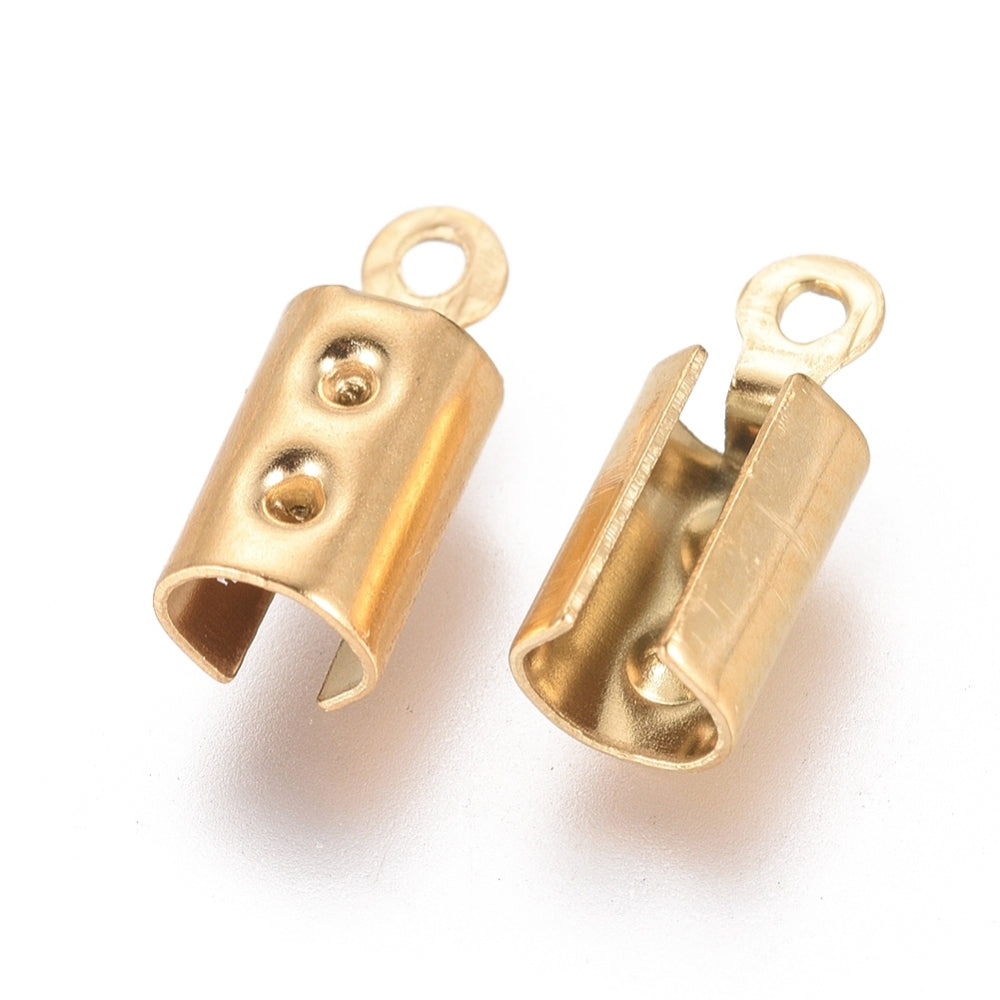 (per stuk) Roestvrij Stalen (RVS) Veterklem goud - 10x4mm