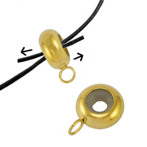 (per stuk) Roestvrij stalen smart bead stopper met oogje goud - 10x4mm
