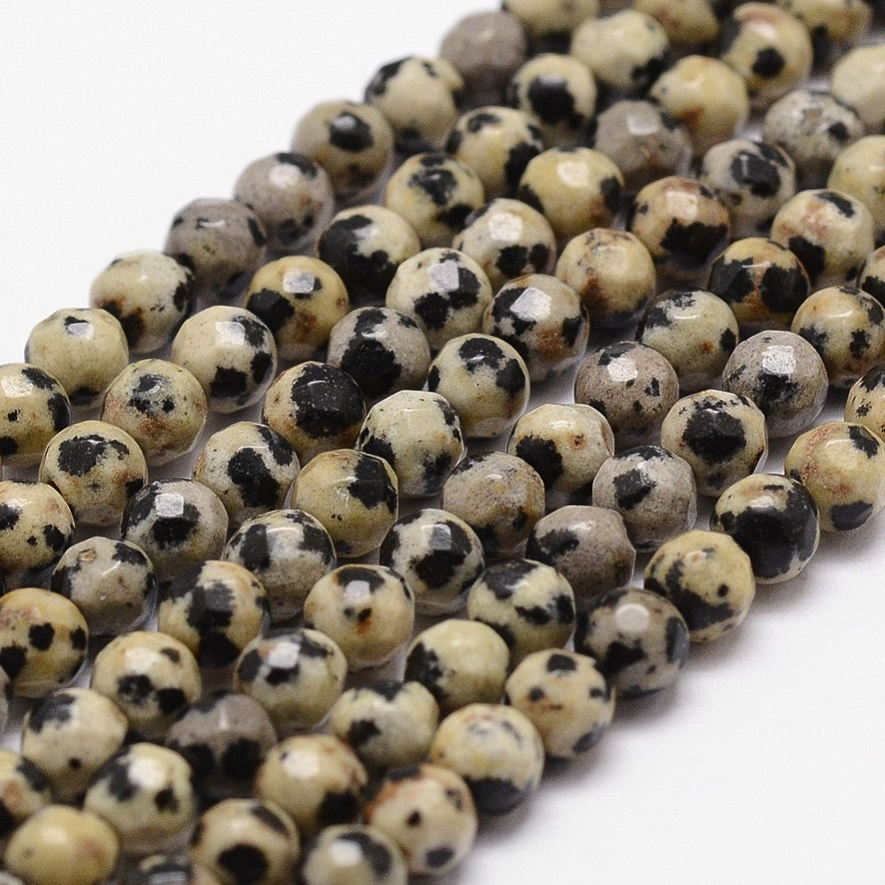 (94~96 stuks) Natural Dalmatische Jaspis edelstreen kralen facet geslepen streng - 4mm