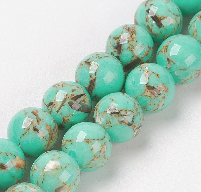 (85~90 stuks) Synthetisch turkoois met schelp edelsteen kralen streng - 4mm