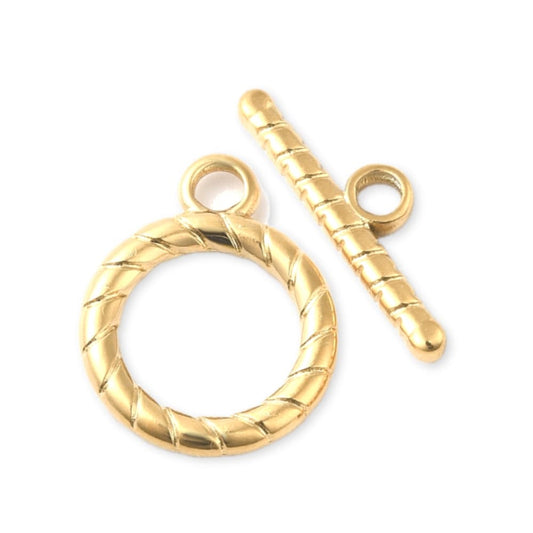 (per stuk) Roestvrij stalen (RVS) kapittelslot goud - 19x15mm