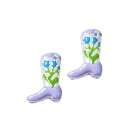 (per stuk) Handgemaakte lampwork hanger blauwe bloem - 24x17x8~8.5mm