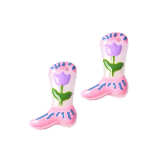 (per stuk) Handgemaakte lampwork hanger paarse bloem - 24x17x8~8.5mm