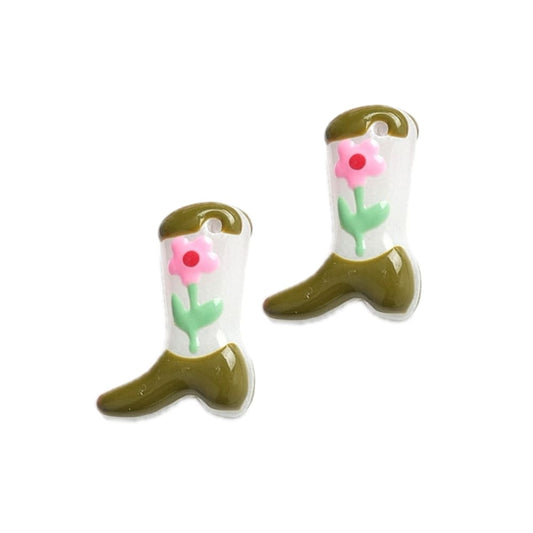 (per stuk) Handgemaakte lampwork hanger roze bloem - 24x17x8~8.5mm