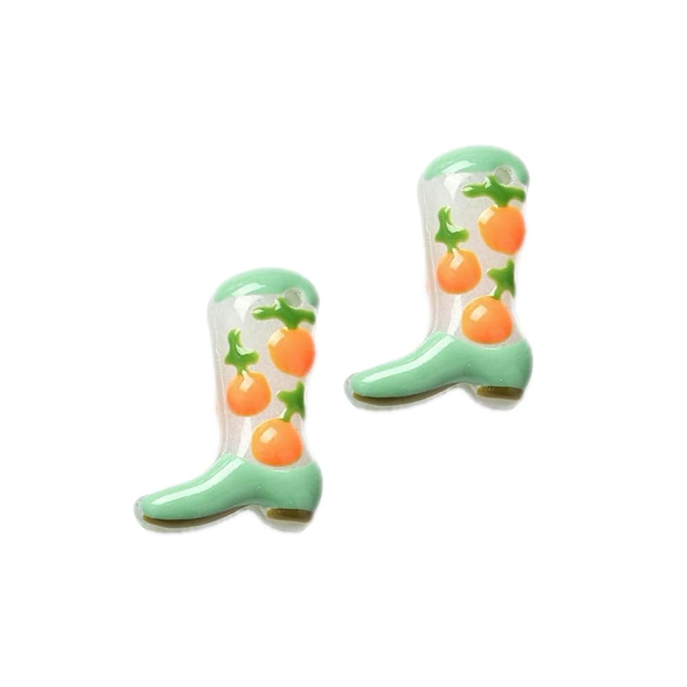 (per stuk) Handgemaakte lampwork hanger sinaasappel - 24x17x8~8.5mm