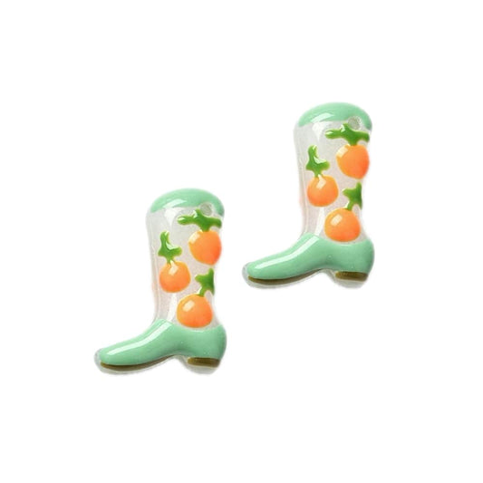 (per stuk) Handgemaakte lampwork hanger sinaasappel - 24x17x8~8.5mm