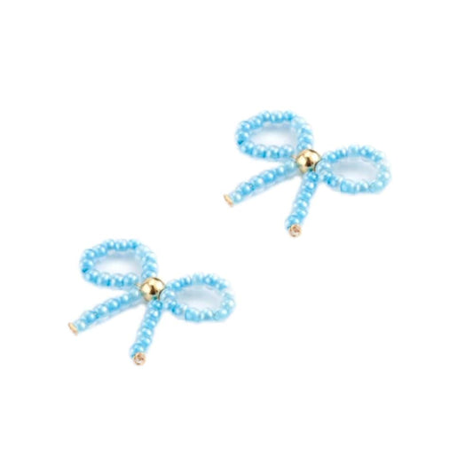 (per stuk) Rocailles strik bedel blauw - 15x17mm